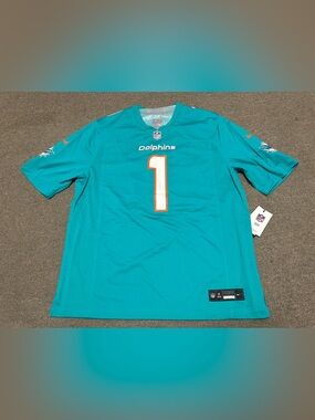 Nike Miami Dolphins Tua Tagovailoa #1 NFL On Field Game Aqua Jersey Men’s XL